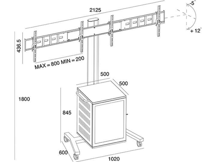 M Public Display Stand 180 Dual MediaBox4
