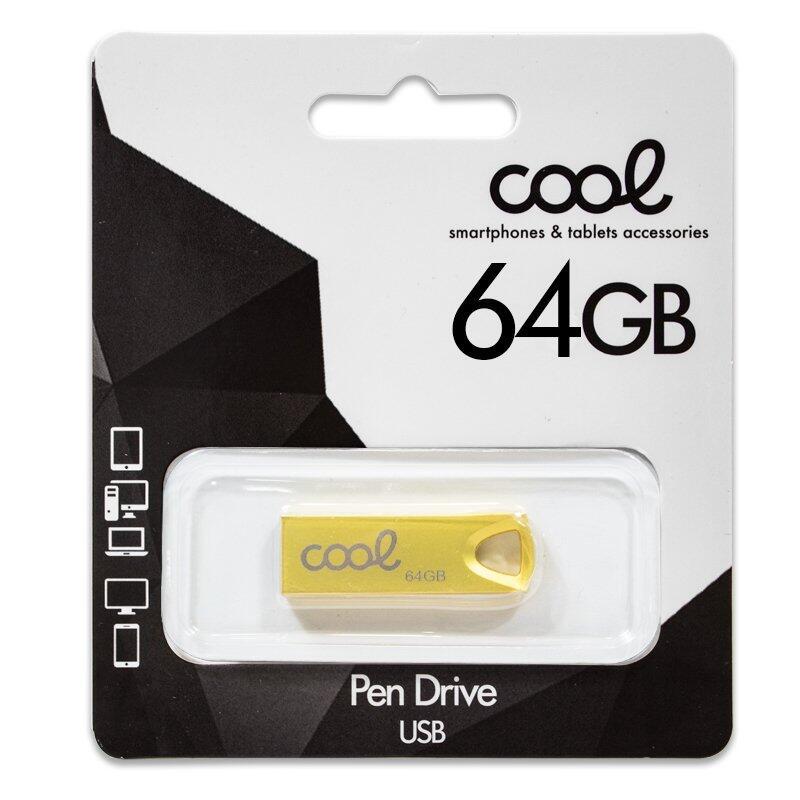 Pen Drive USB x64 GB 2.0 COOL Metal Chave Ouro
