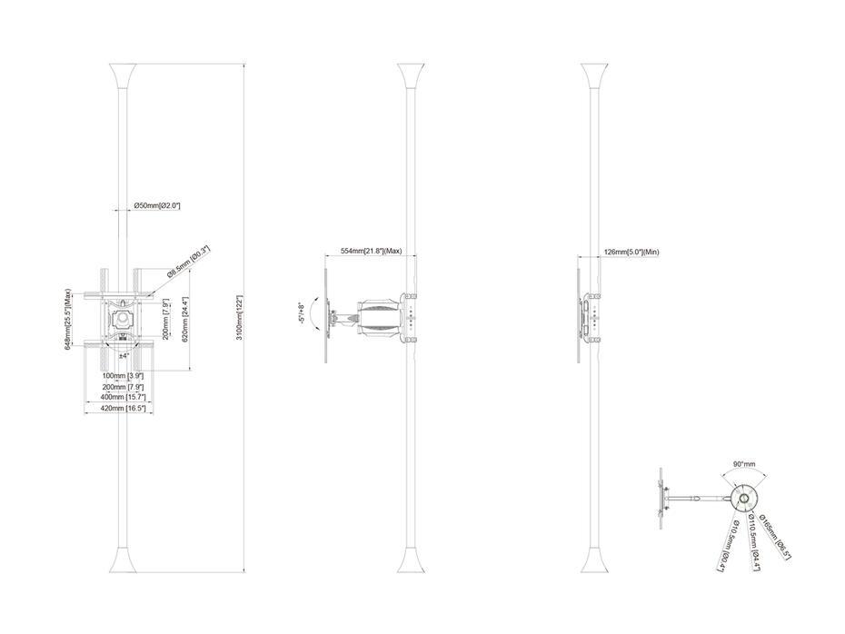 Suporte de chão ao teto Pro MBFC1FP