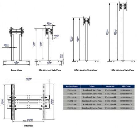 Suporte de Chão TV B-Tech BT8552-200
