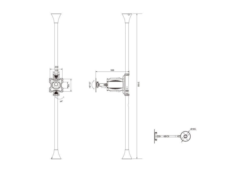 Suporte de chão ao teto Pro MBFC1F VESA200