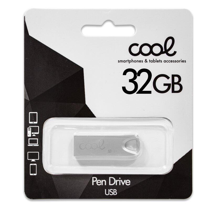Pen Drive USB x32 GB 2,0 COOL Metal Chave Prata