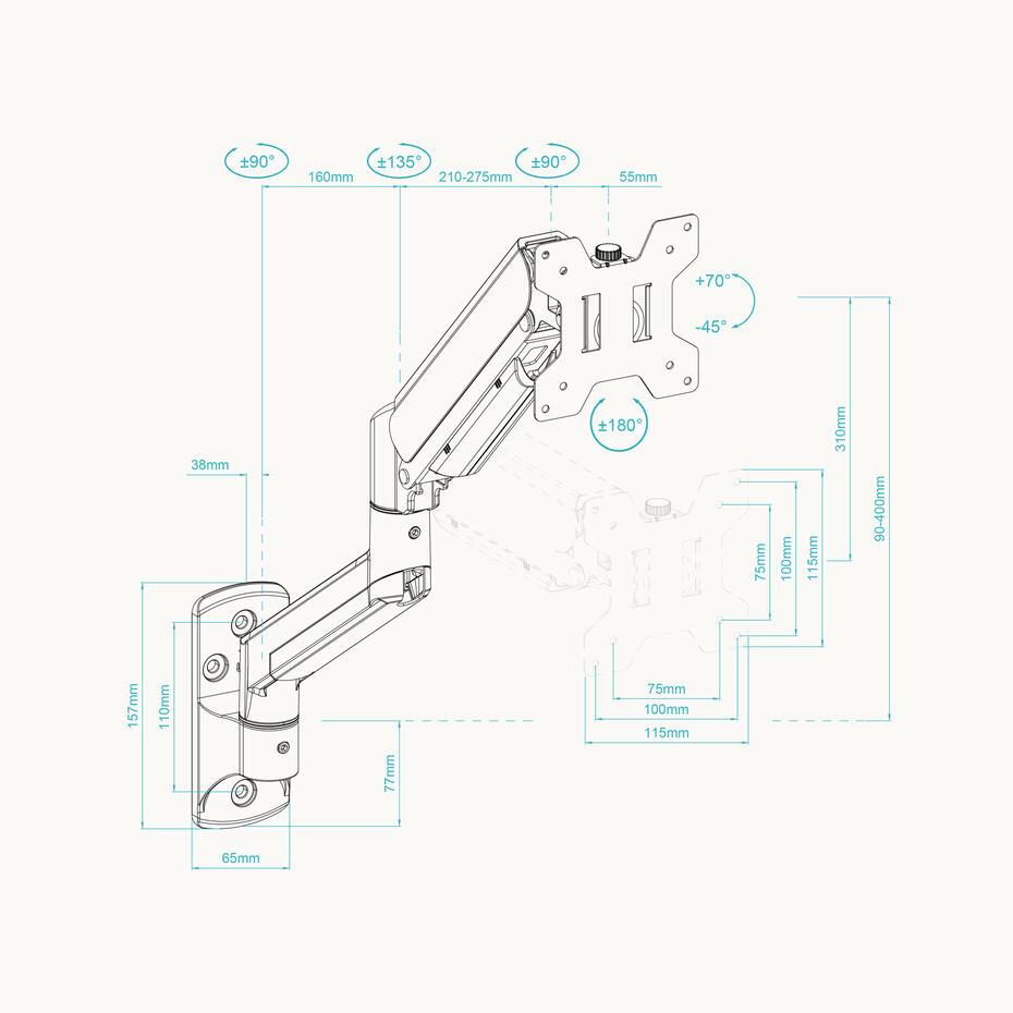 Suporte de Parede para Ecrãs 13-34 LP1334TNR-B