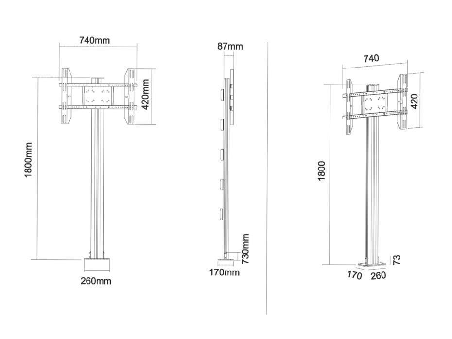 M Display Stand 180 Single Silver Floormount