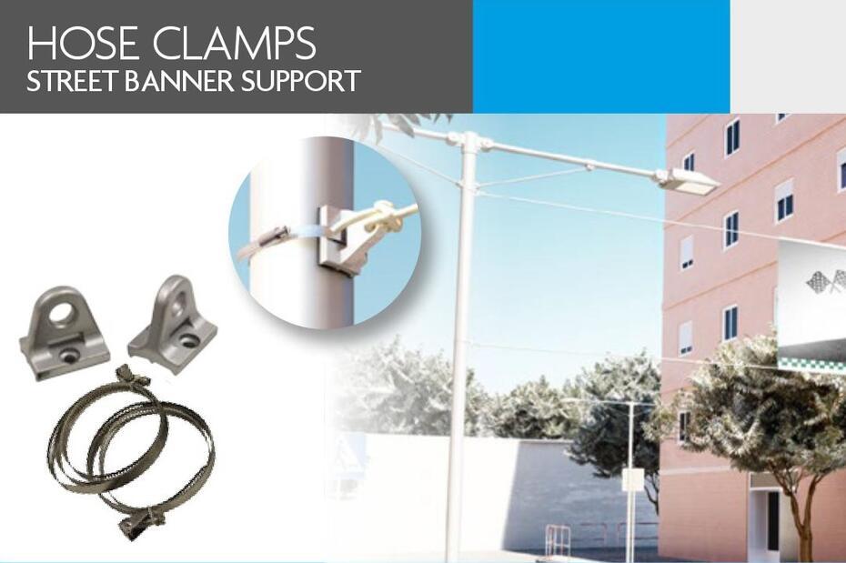 Sistema de Suporte de Banner Montado na Parede Hose Clamps Street Banner Support