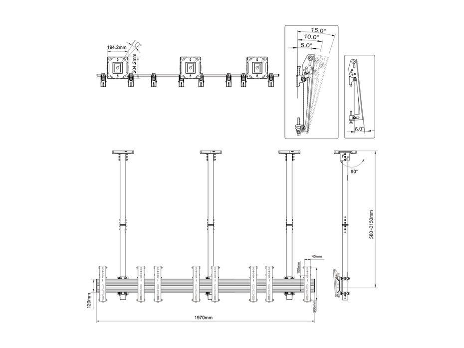 Suporte de teto Pro MBC4X1U VESA 200