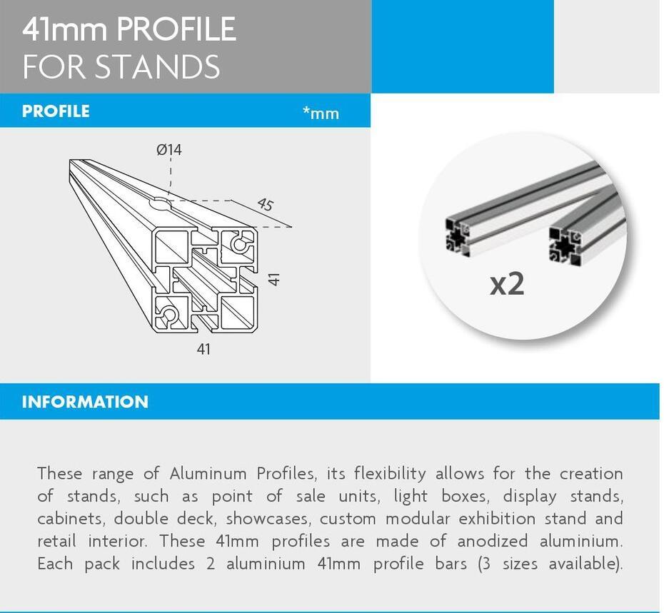 Perfil de quadro de 41mm para suportes