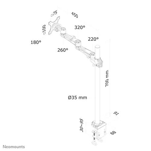 Suporte de mesa FPMA-D935POLE70 para monitor 10-30
