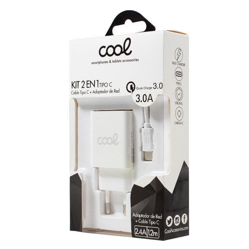 Carregador Tipo-C Universal 3A COOL Kit 2 em 1 Branco