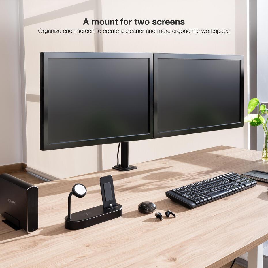 Suporte de Mesa para 2 Ecrãs 17-27 DB1802TN-B