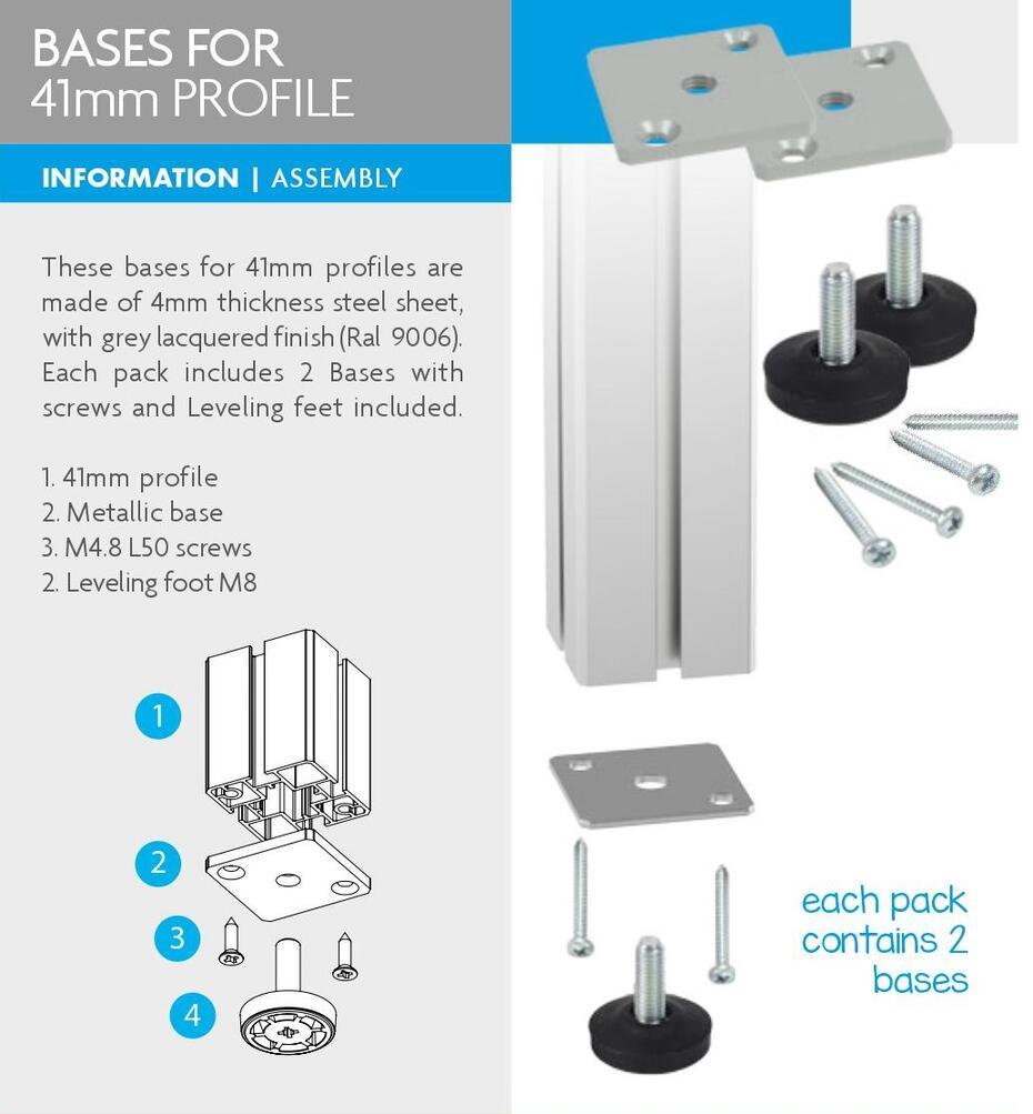 Bases para Perfil de 41mm