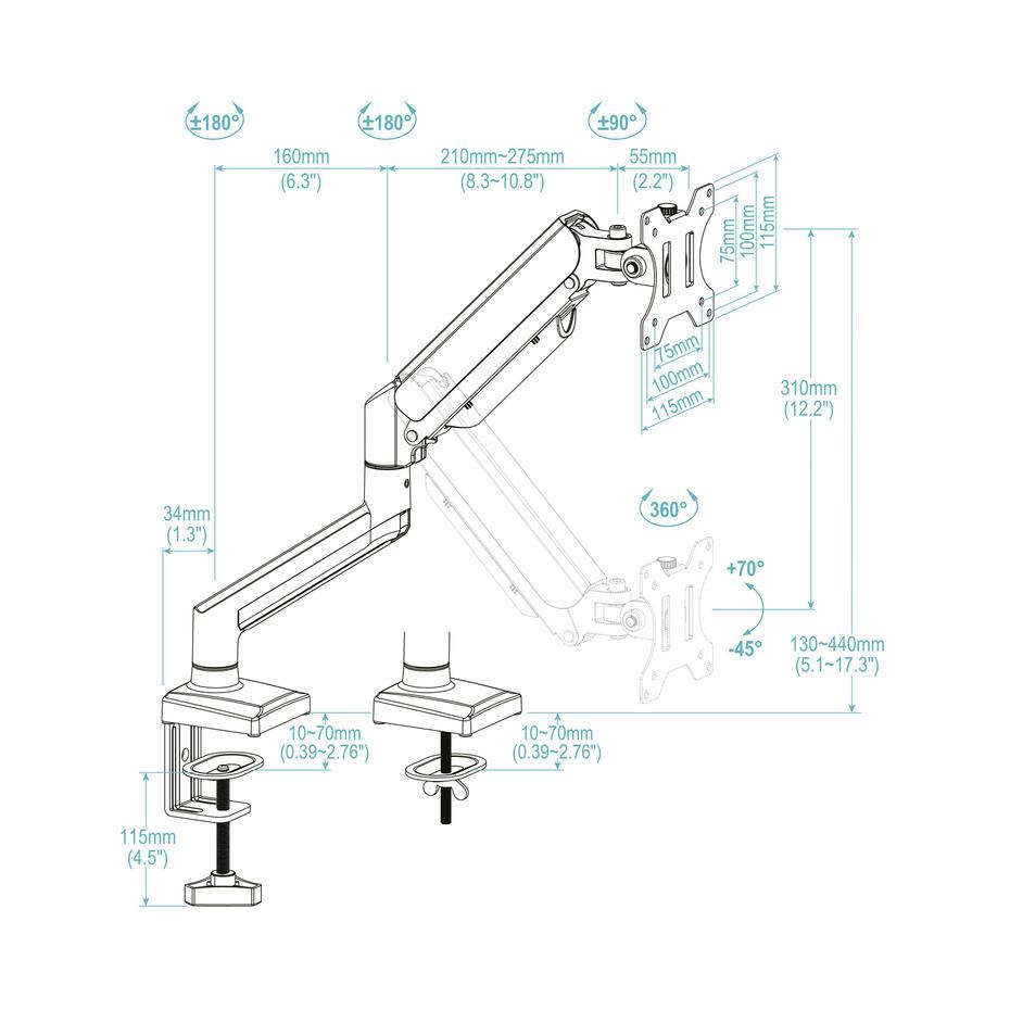 Suporte de Mesa para Ecrãs 13-34 DB1334TNR-B