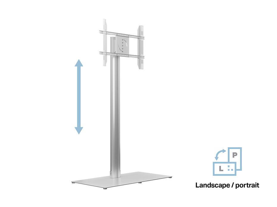 M Public Display Stand 180 HD Single Silver Floorbase