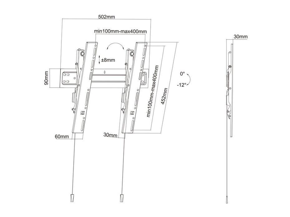 M VESA Wallmount Super Slim Tilt 400
