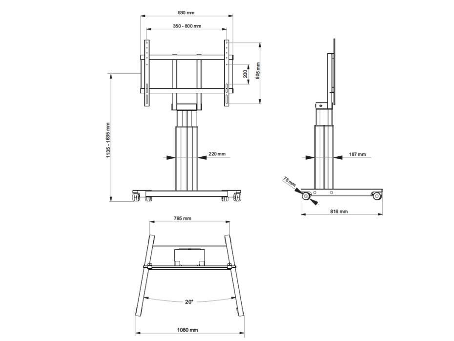 Suporte motorizado Public Floorstand 160kg Black SD