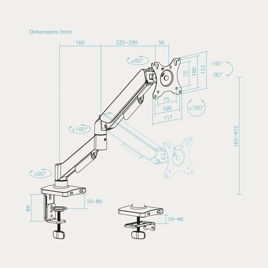 Suporte de Mesa para Ecrãs 17-32 DB1733TNR-B