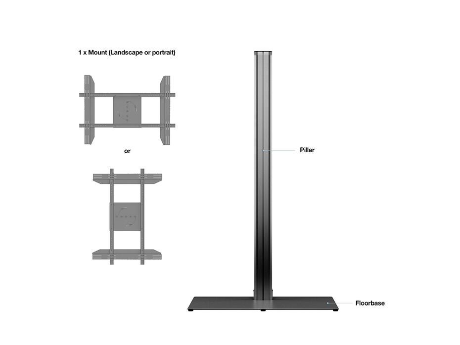 M Public Display Stand 210 HD Single Black Floorbase