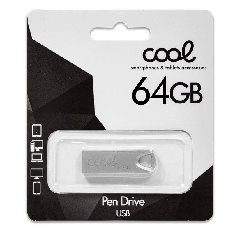 Pen Drive USB x64 GB 2,0 COOL Metal Chave Prata
